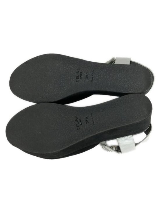 Celine Sandals 38.5 White Black Wedge Sole Leather main image 8